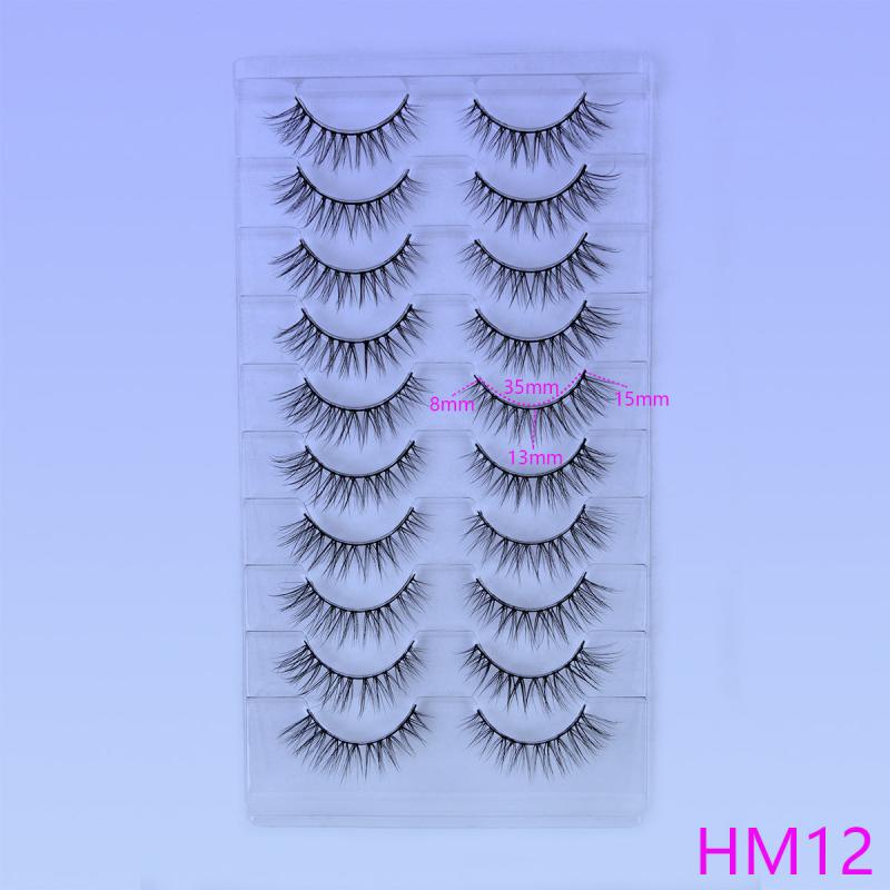 10 Pairs Fluffy Short False Eyelashes - 3D Faux Mink Lashes