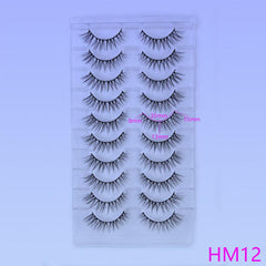 10 Pairs Fluffy Short False Eyelashes - 3D Faux Mink Lashes