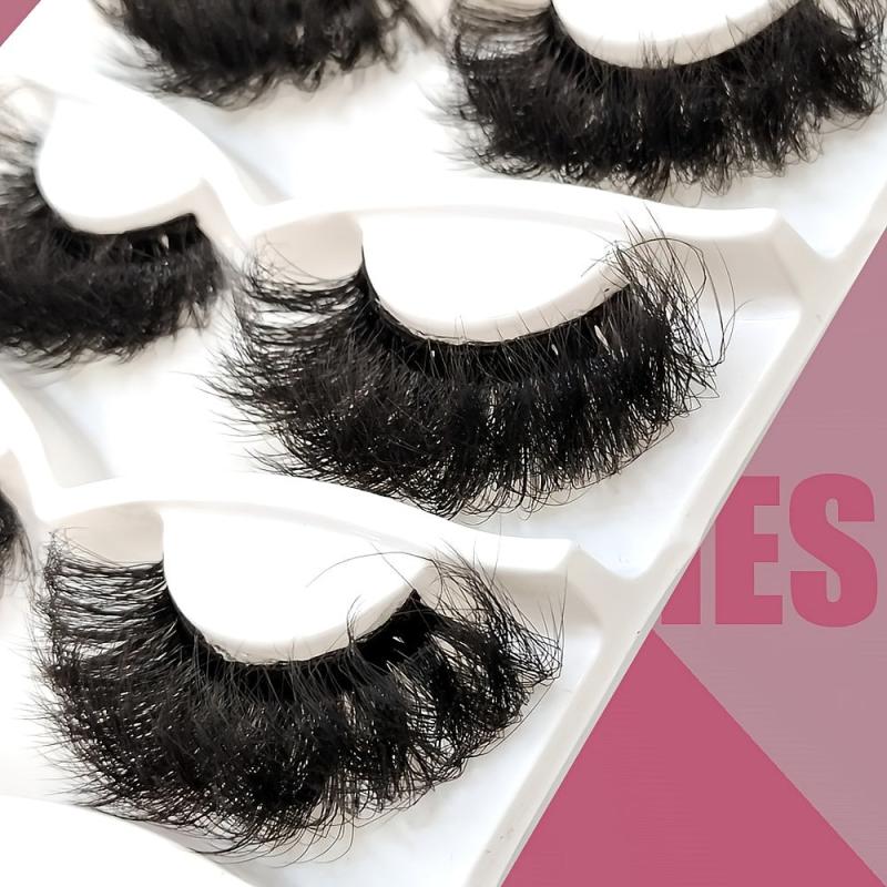 3 Pairs 25mm Fluffy 3D Faux Mink Lashes for Dramatic Makeup Look