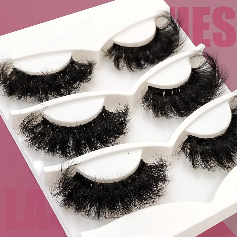 3 Pairs 25mm Fluffy 3D Faux Mink Lashes for Dramatic Makeup Look