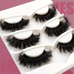 3 Pairs 25mm Fluffy 3D Faux Mink Lashes for Dramatic Makeup Look