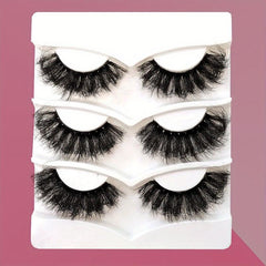3 Pairs 25mm Fluffy 3D Faux Mink Lashes for Dramatic Makeup Look
