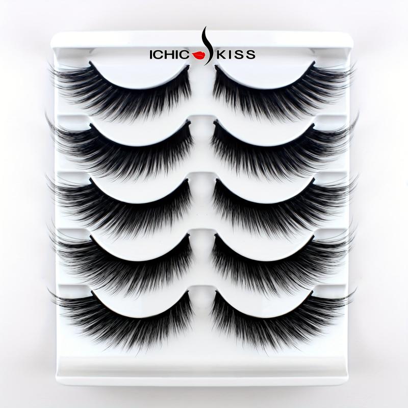 5 Pairs Faux Mink Fox Eye Cat Eye Lashes