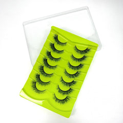 7 Pairs Lightweight False Eyelashes Wispy 8-14mm D Curl Natural Thick Eyelashes