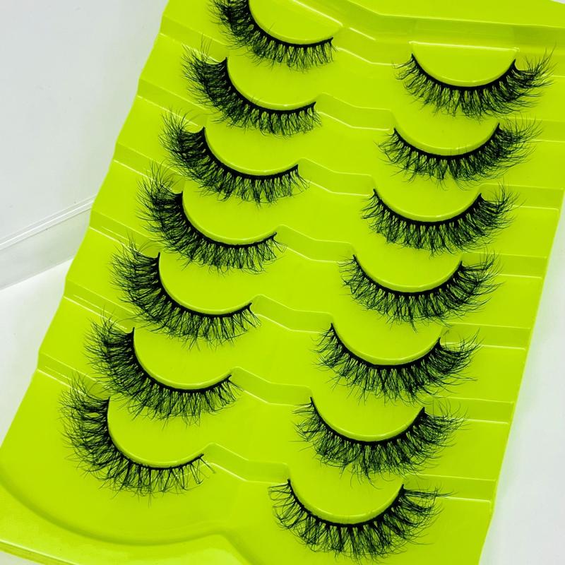 7 Pairs Lightweight False Eyelashes Wispy 8-14mm D Curl Natural Thick Eyelashes