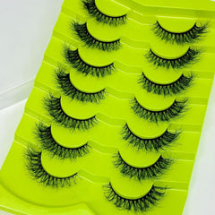 7 Pairs Lightweight False Eyelashes Wispy 8-14mm D Curl Natural Thick Eyelashes