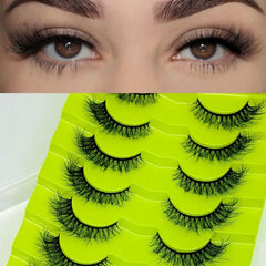 7 Pairs Lightweight False Eyelashes Wispy 8-14mm D Curl Natural Thick Eyelashes