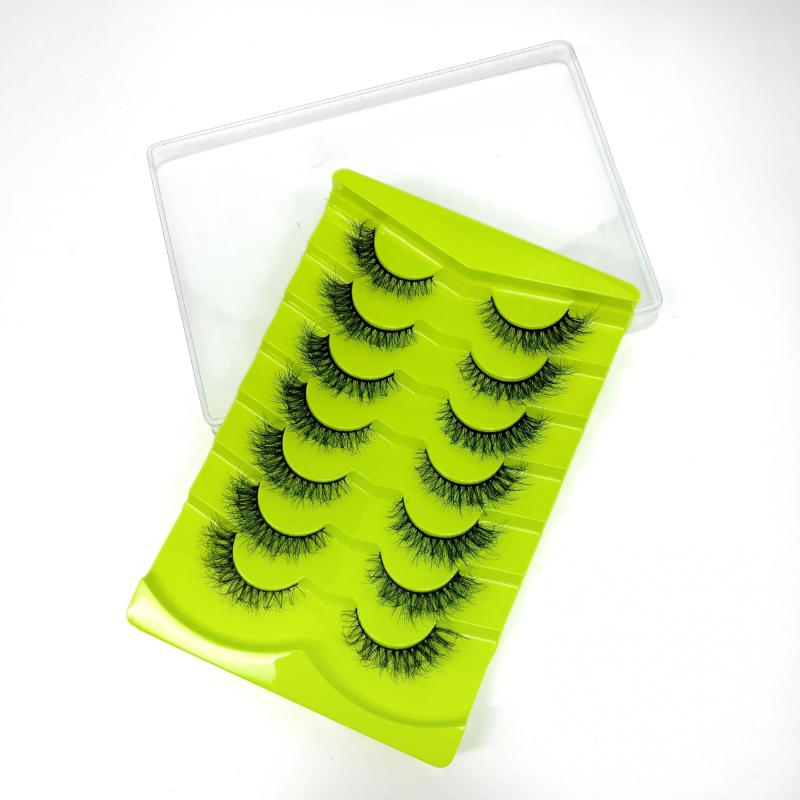 7 Pairs Lightweight False Eyelashes Wispy 8-14mm D Curl Natural Thick Eyelashes