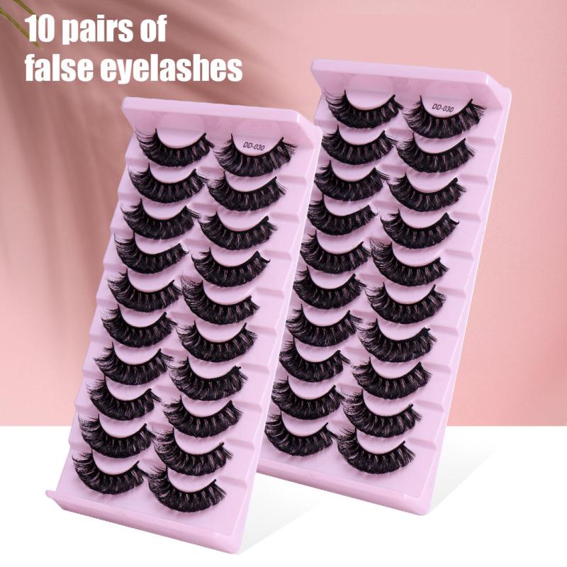 10 Pairs Fluffy 3D Mink DD Curl Lashes Natural Long Reusable Eyelash Extensions