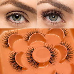 5 Pairs False Eyelashes D Curling Natural Thick Faux Mink Lashes 8 12mm Fluffy