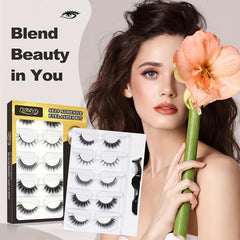 5 Pairs Reusable False Eyelashes Natural Soft Look with Tweezers No Glue Needed