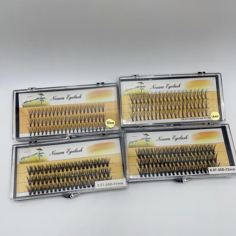 4 Boxes Individual Lashes 11 14mm Mixed Length Natural Cluster Lashes