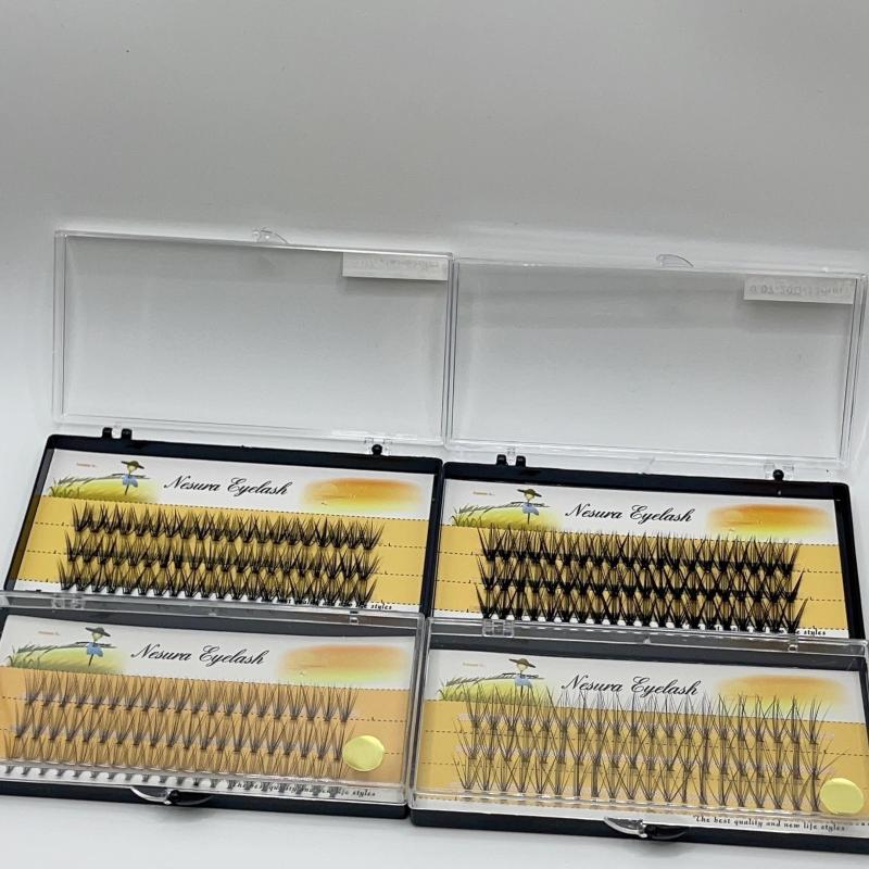 4 Boxes Individual Lashes 11 14mm Mixed Length Natural Cluster Lashes