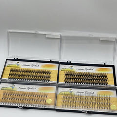 4 Boxes Individual Lashes 11 14mm Mixed Length Natural Cluster Lashes