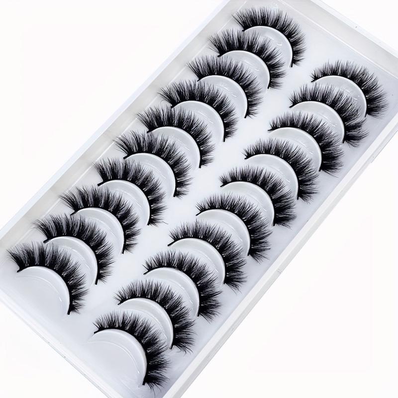 10 Pairs Faux Mink 3D Natural False Eyelashes Extension Kit
