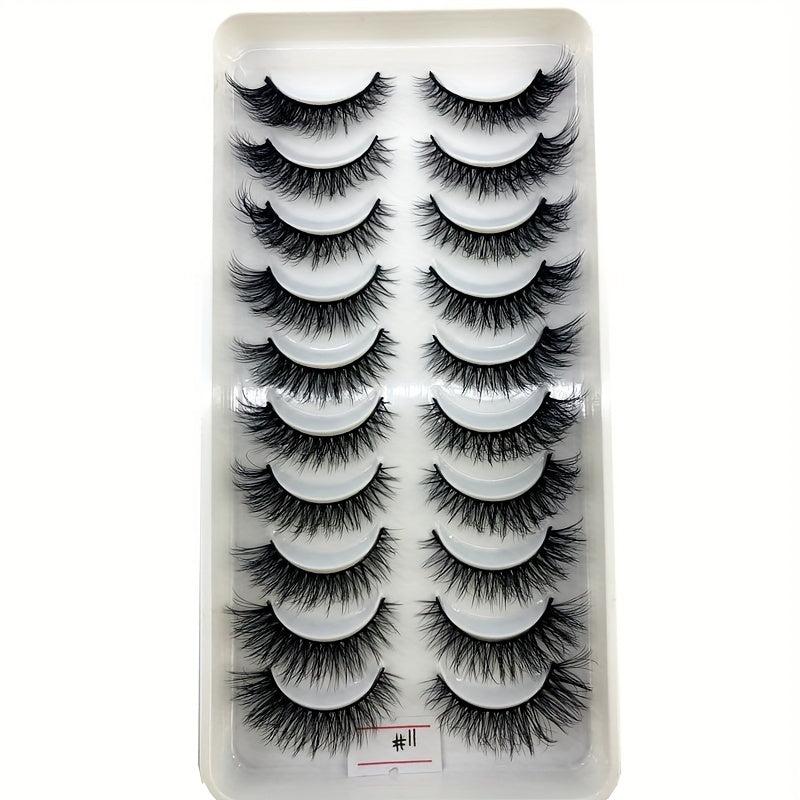 10 Pairs Faux Mink 3D Natural False Eyelashes Extension Kit