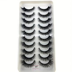 10 Pairs Faux Mink 3D Natural False Eyelashes Extension Kit