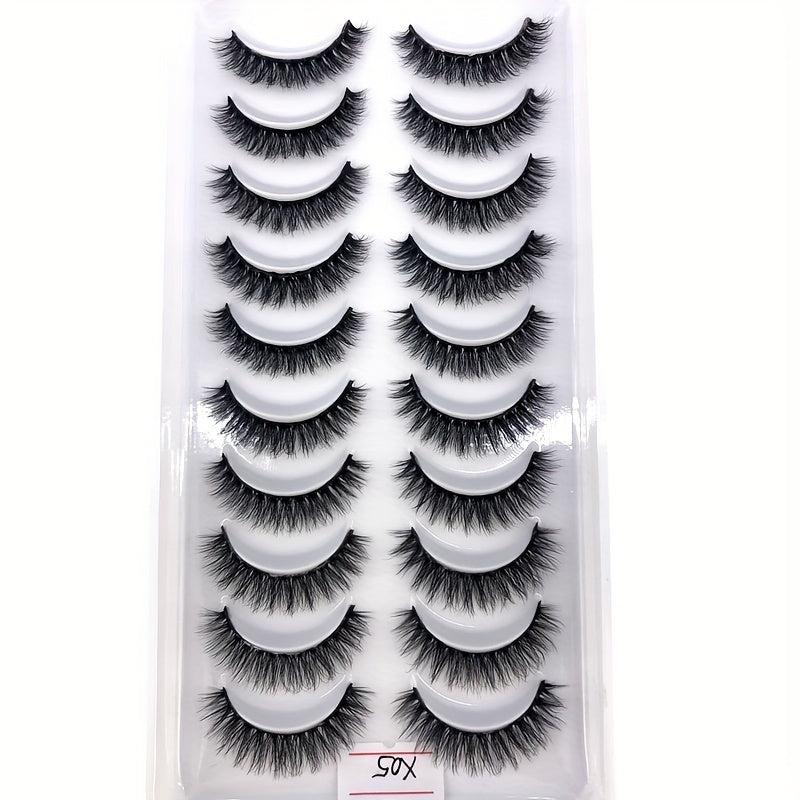 10 Pairs Faux Mink 3D Natural False Eyelashes Extension Kit