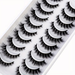 10 Pairs Faux Mink 3D Natural False Eyelashes Extension Kit