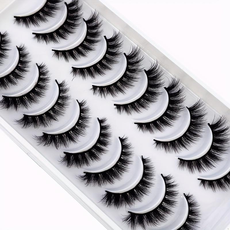10 Pairs Faux Mink 3D Natural False Eyelashes Extension Kit