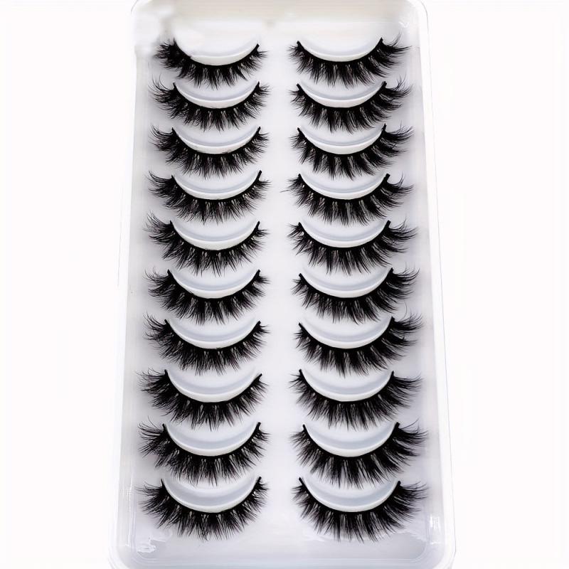 10 Pairs Faux Mink 3D Natural False Eyelashes Extension Kit