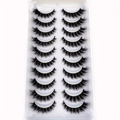 10 Pairs Faux Mink 3D Natural False Eyelashes Extension Kit