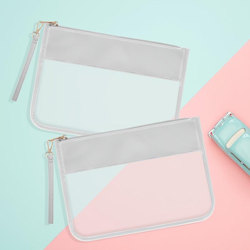 2 Pcs Preppy Makeup Bag Clear Zipper Pouches For Travel