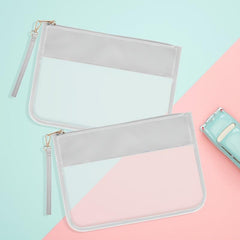 2 Pcs Preppy Makeup Bag Clear Zipper Pouches For Travel