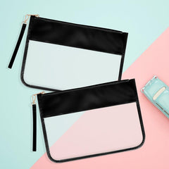 2 Pcs Preppy Makeup Bag Clear Zipper Pouches For Travel