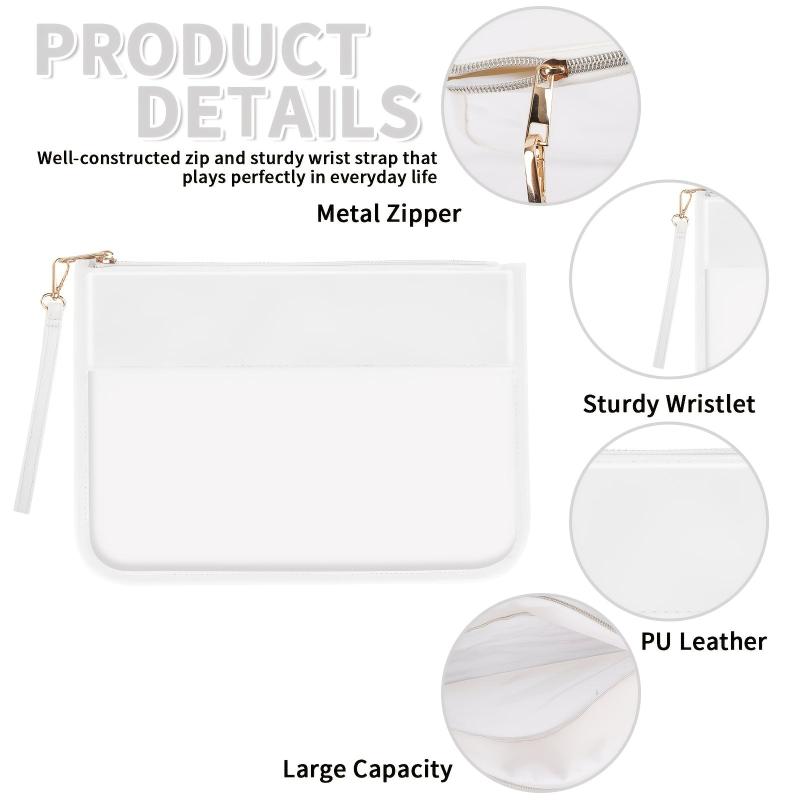 2 Pcs Preppy Makeup Bag Clear Zipper Pouches For Travel