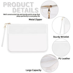2 Pcs Preppy Makeup Bag Clear Zipper Pouches For Travel