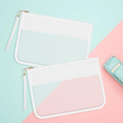 2 Pcs Preppy Makeup Bag Clear Zipper Pouches For Travel