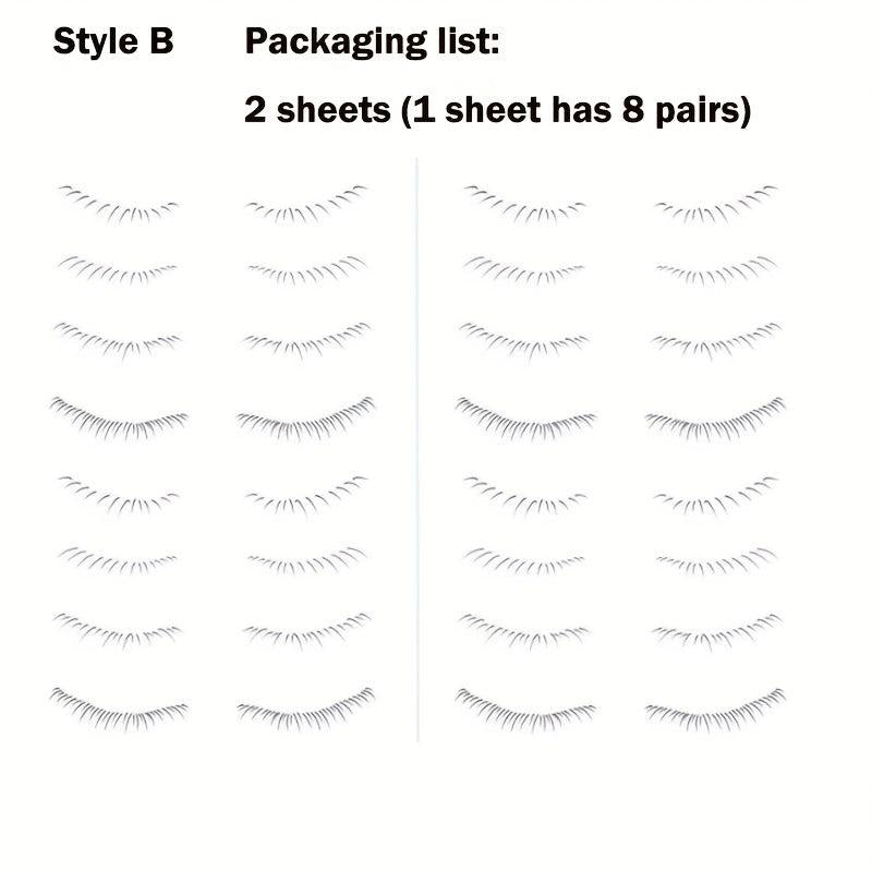 16 Pairs Lower Eyelash Tattoo Patch Waterproof Makeup Sticker Simulation