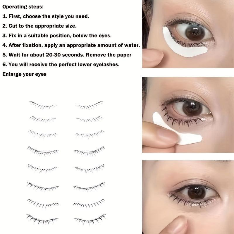 16 Pairs Lower Eyelash Tattoo Patch Waterproof Makeup Sticker Simulation