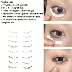 16 Pairs Lower Eyelash Tattoo Patch Waterproof Makeup Sticker Simulation