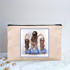 Girl Print Cosmetic Bag Adorable Roomy Zipper Makeup Pouch Travel Organizer