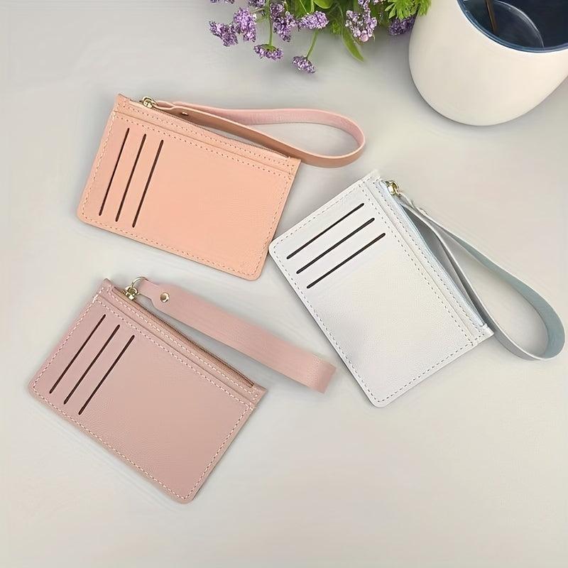 Minimalist Card Holder With Wristlet For Men Women Solid Slim Wallet