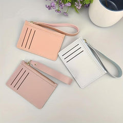 Minimalist Card Holder With Wristlet For Men Women Solid Slim Wallet