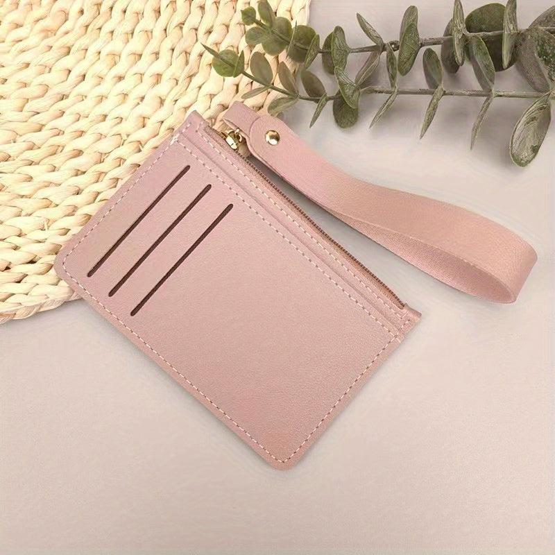 Minimalist Card Holder With Wristlet For Men Women Solid Slim Wallet