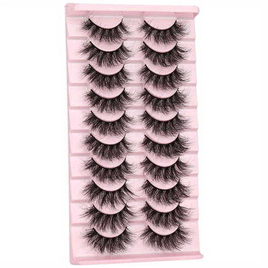 10 Pairs Fluffy Faux Mink Eyelashes for Party Makeup