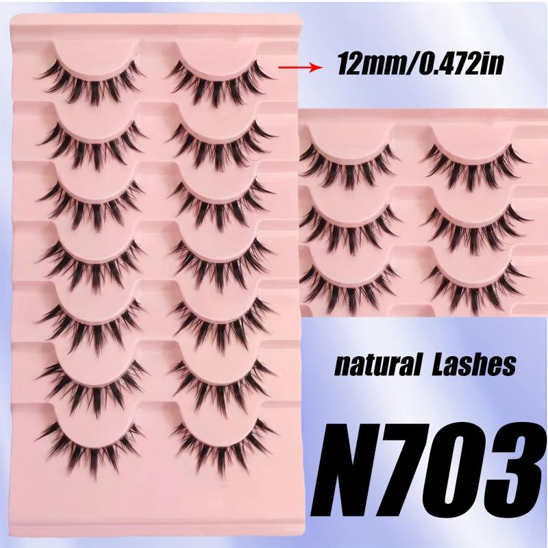 7 Pairs Natural False Eyelashes Japanese Style 3D Lightweight Doll Lashes
