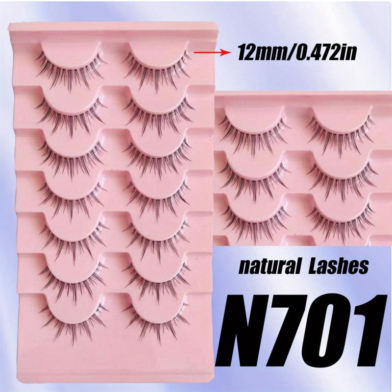 7 Pairs Natural False Eyelashes Japanese Style 3D Lightweight Doll Lashes