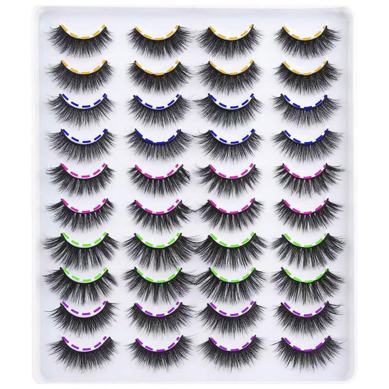20 Pairs Cat Eye False Eyelashes Fluffy Natural Volume Faux Mink Lashes