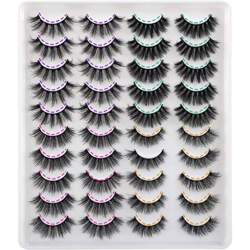 20 Pairs Cat Eye False Eyelashes Fluffy Natural Volume Faux Mink Lashes
