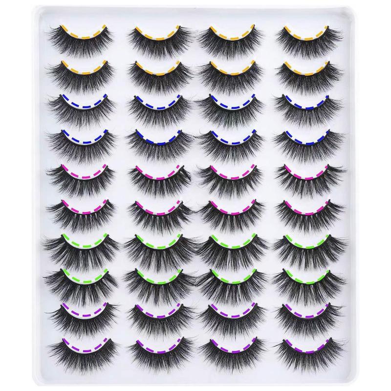 20 Pairs Cat Eye False Eyelashes Fluffy Natural Volume Faux Mink Lashes