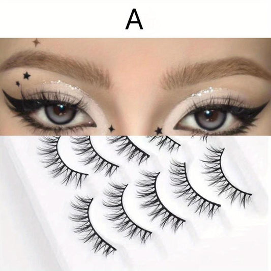 5 Pairs Natural Style Beginner False Eyelashes Mink Hair Long Extension