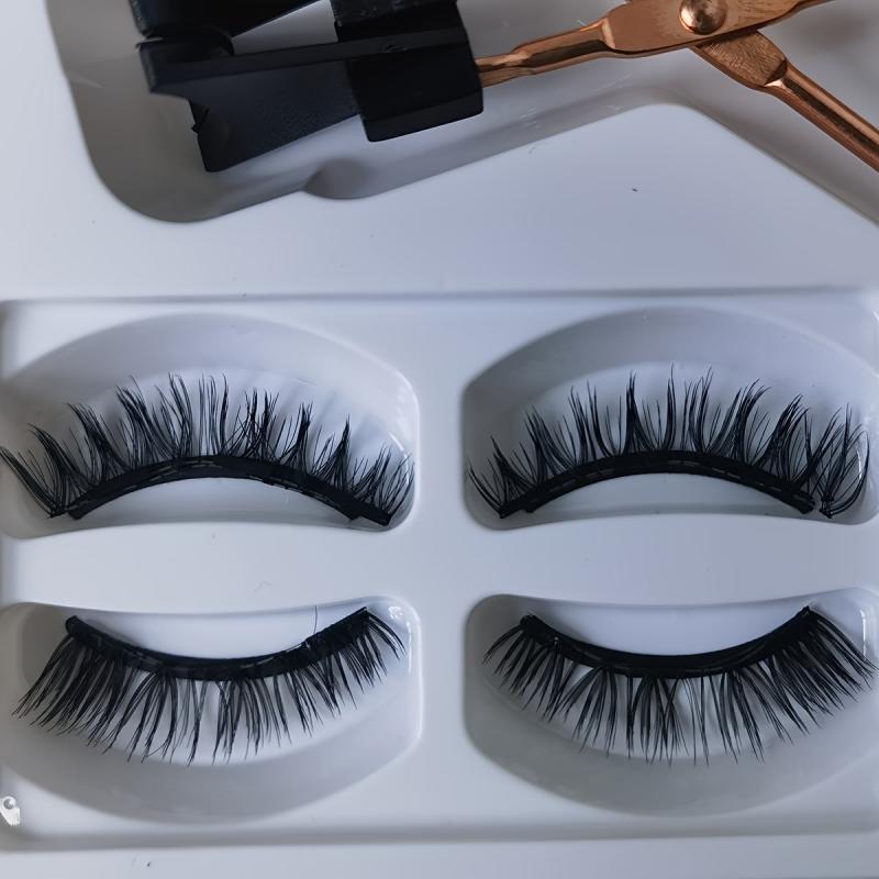 3D Magnetic False Eyelashes Cross Curling 2 Pairs Reusable Lashes