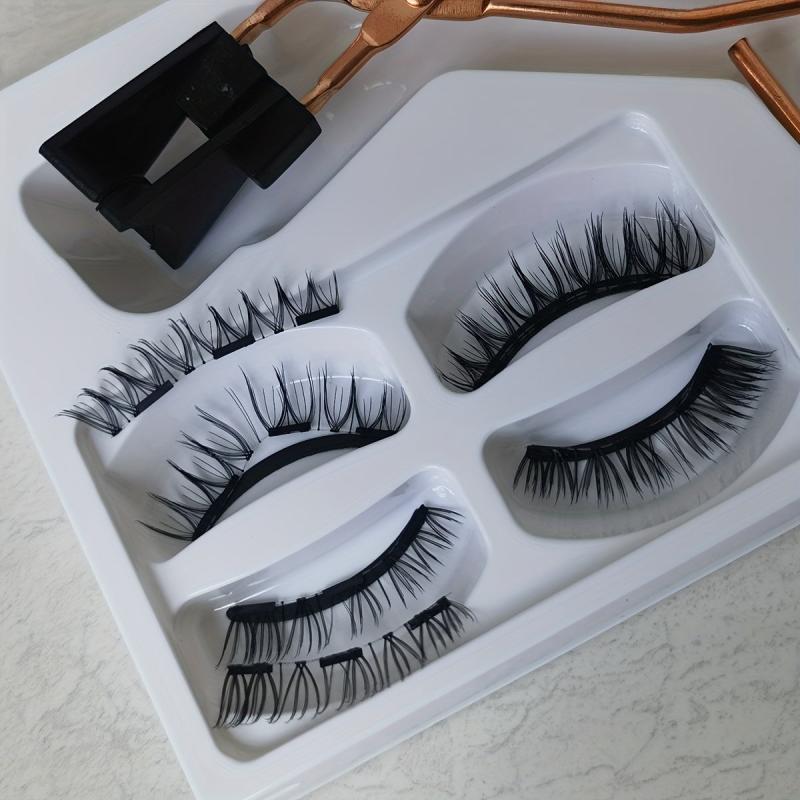 3D Magnetic False Eyelashes Cross Curling 2 Pairs Reusable Lashes