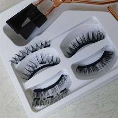 3D Magnetic False Eyelashes Cross Curling 2 Pairs Reusable Lashes