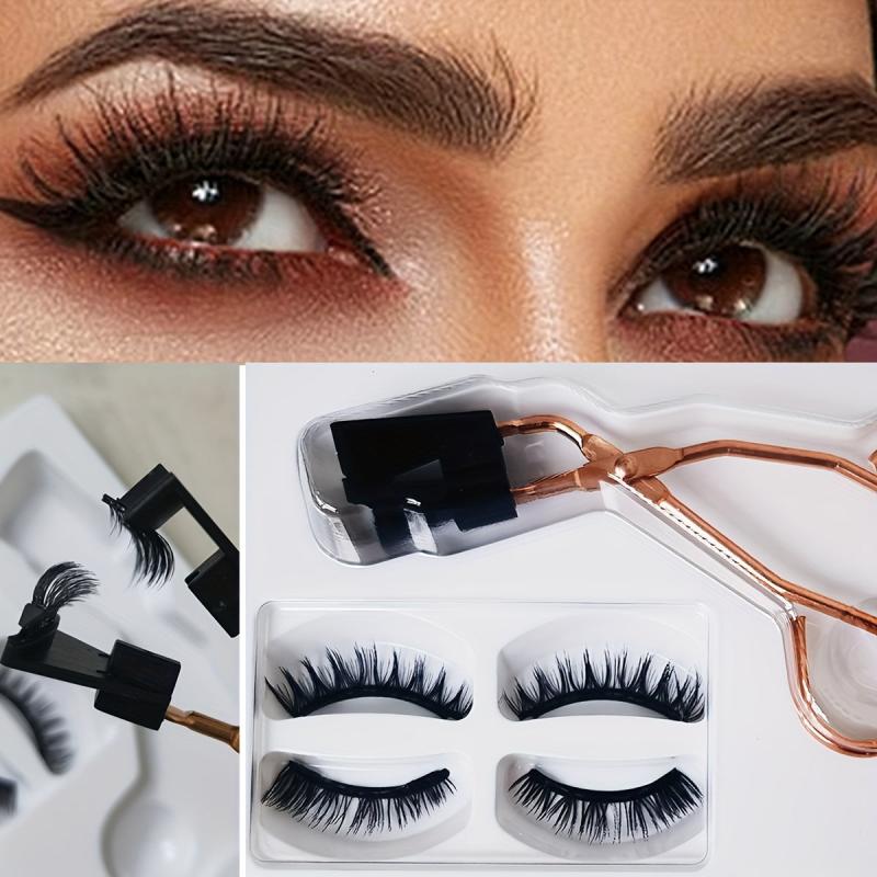 3D Magnetic False Eyelashes Cross Curling 2 Pairs Reusable Lashes